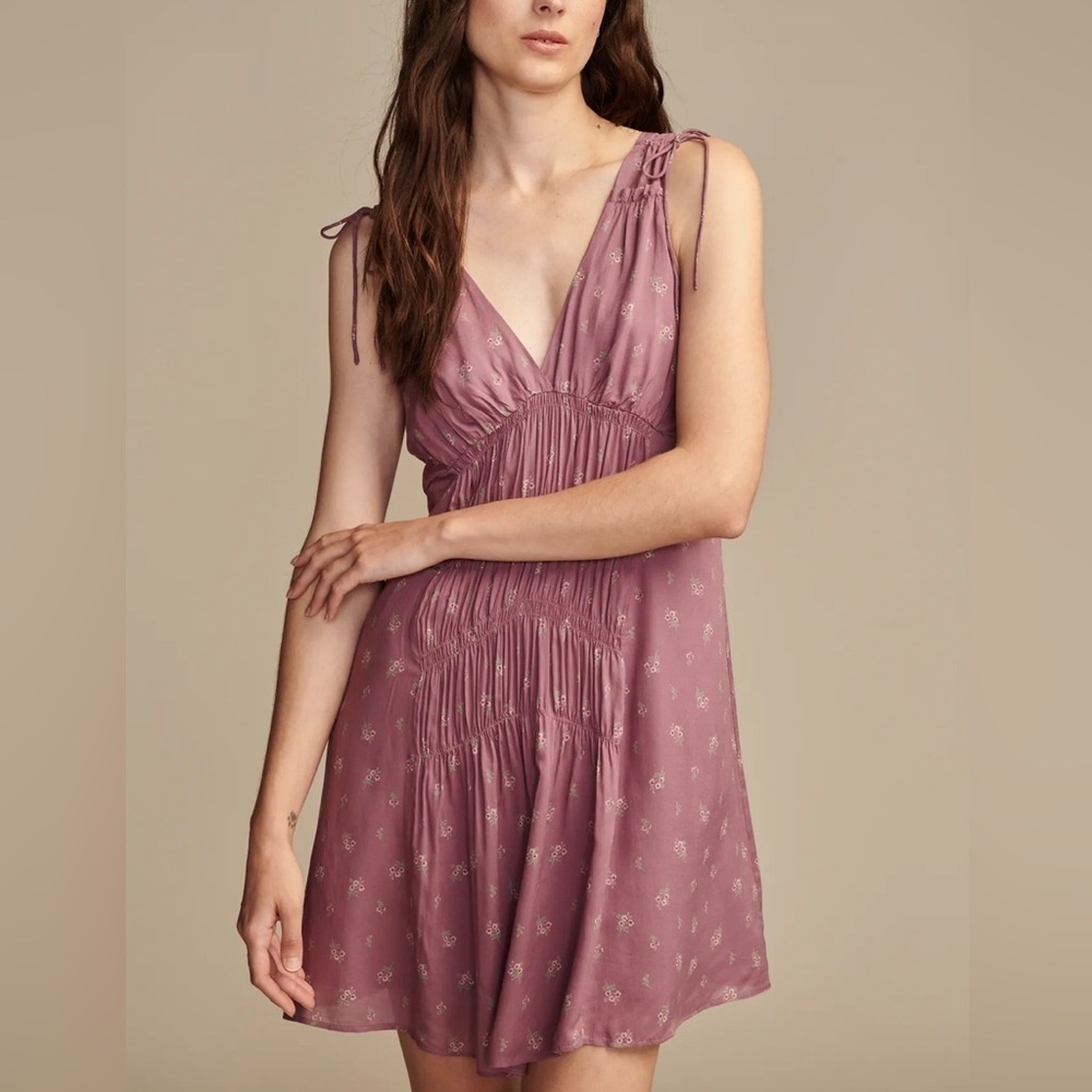 NWT Lucky Brand‎ Smocked V-Neck Ditsy Floral Sleeveless Mini Dress Romantic